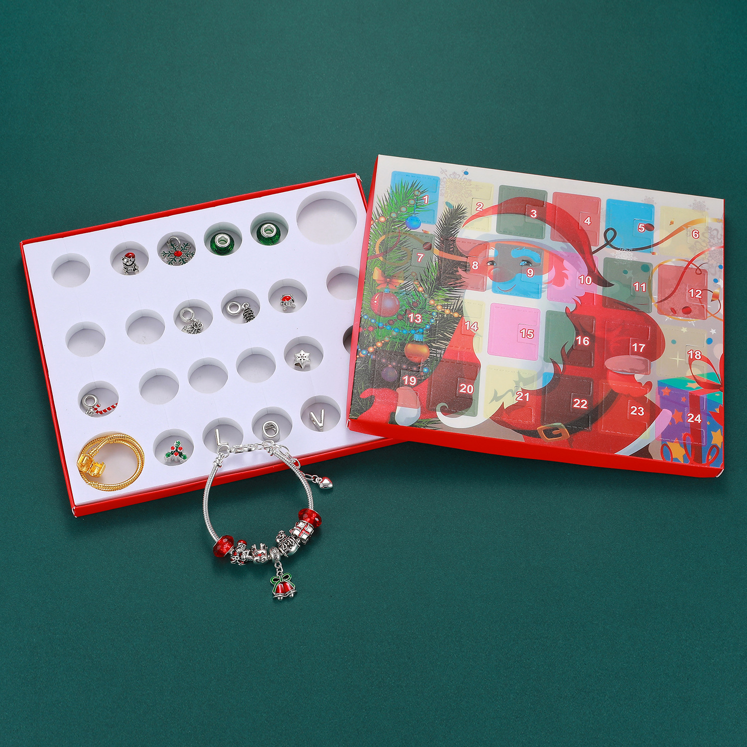 Christmas jewelry calendar gift box set diy beaded blind box Christmas love bracelet gift_voghion.com