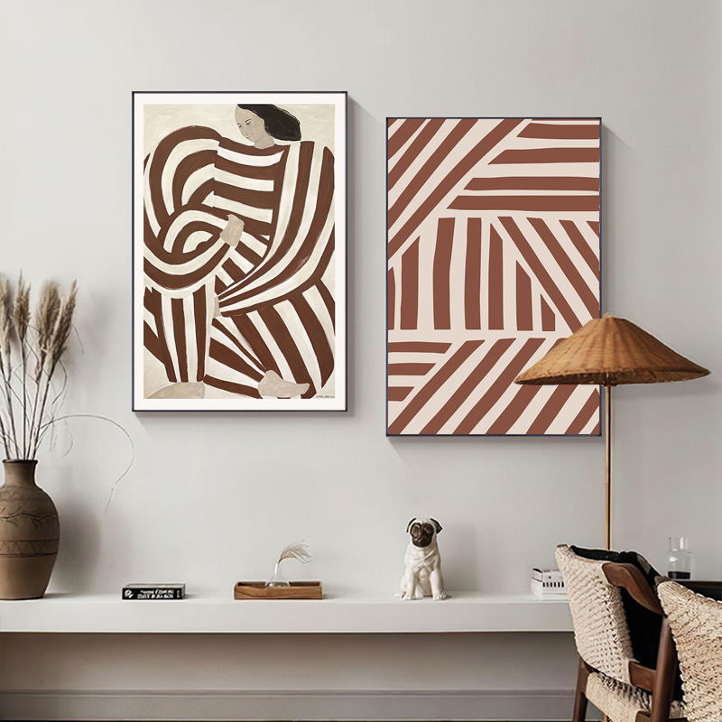 Scandinavian Matisse Entrance Decorative Painting Wabi-Sabi Style Abstract Ins Style Niche Hanging Painting Living Room Normcore Painting Mural