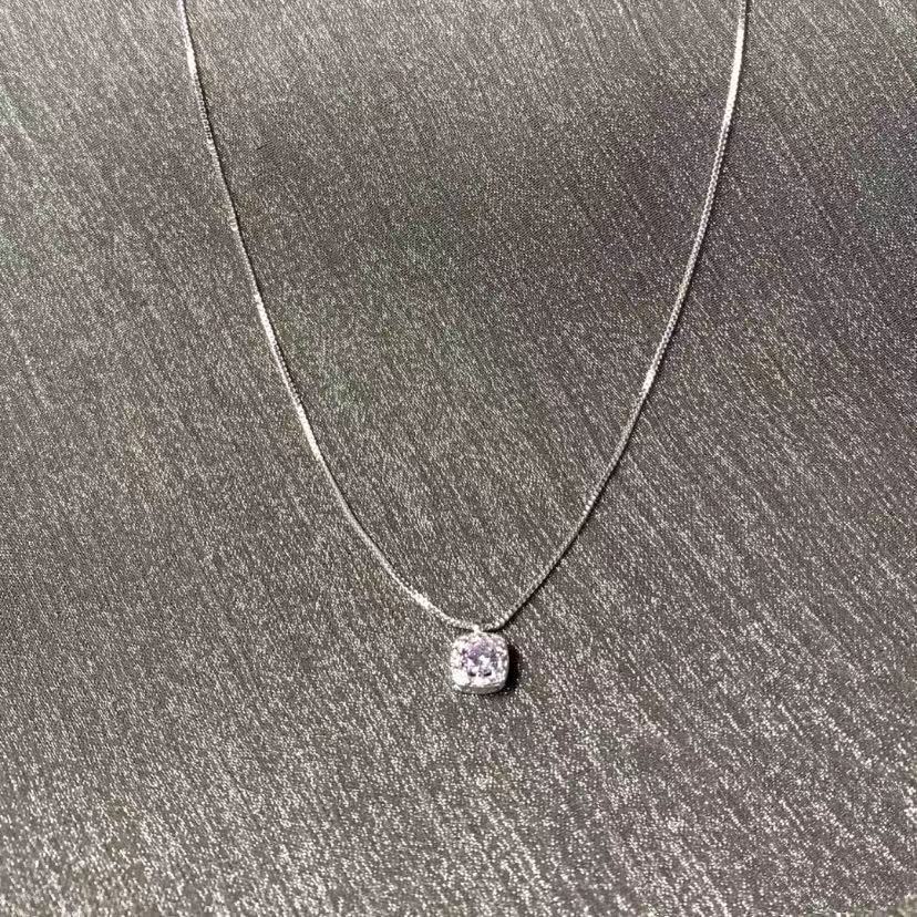 925纯银小方钻项链女轻奢小众设计感锁骨链2023年新款简约ins吊坠