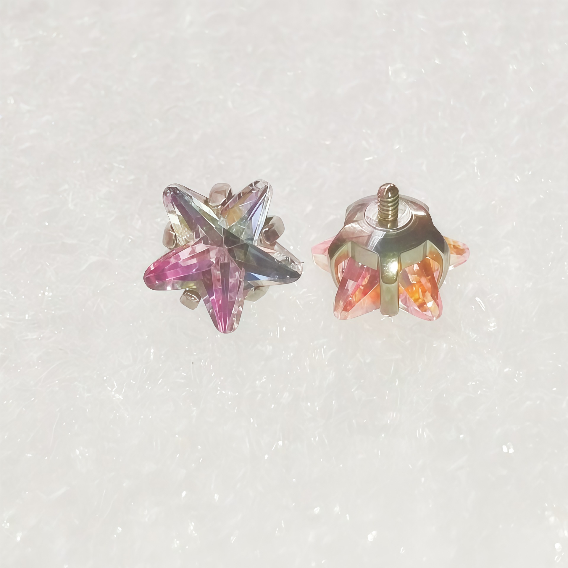 F136 Titanium Alloy Sparkling Zircon Five-Pointed Star Earrings Lip Studs Ear Piercing Jewelry detail image 12