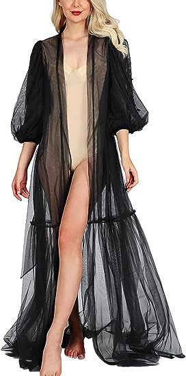 Cross-border Foreign Trade Women's Long Bridal Gown Tulle Underwear Pregnant Women's Bathrobe Photo Dream Wedding Party Morning Gown