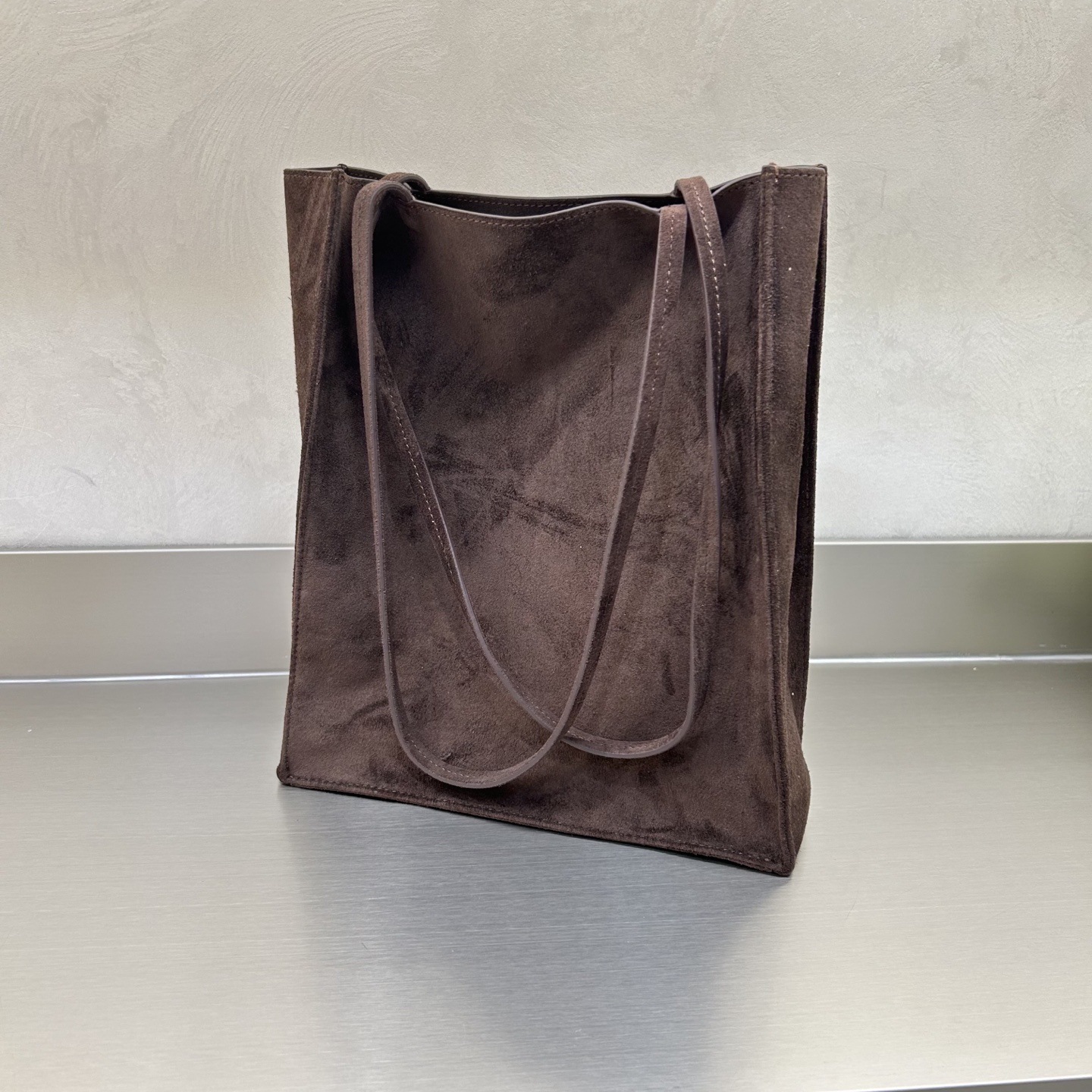 The Ro 2025 New Suede-Texture Cowhide Bag Luxury Niche Fashion Simple Women's Handheld Tote Bag - Thumbnail 7
