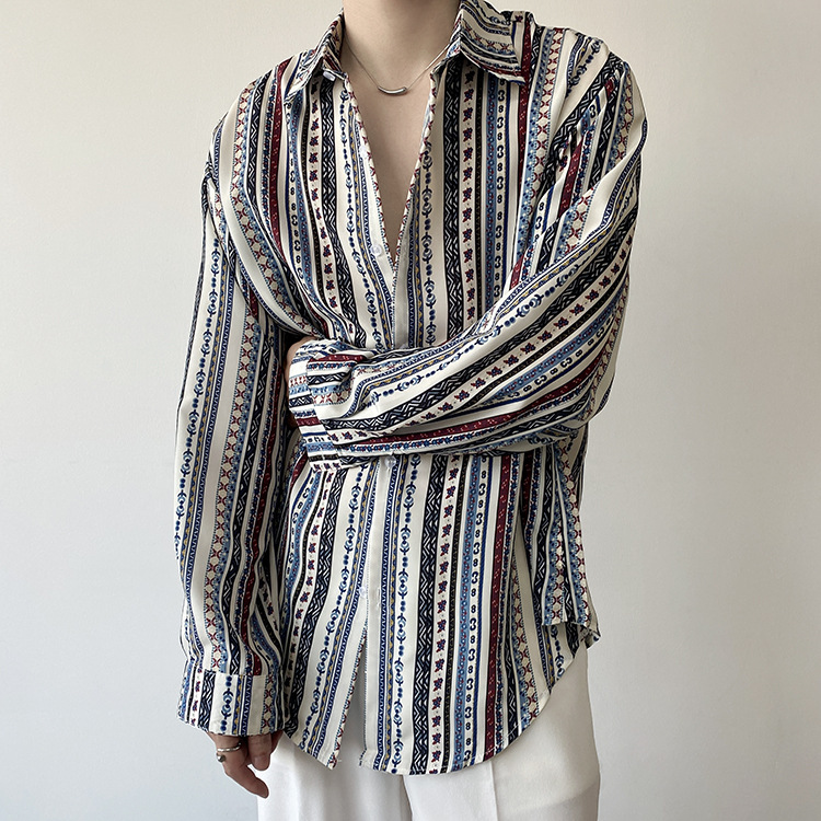 Title 1, Herren Retro-Urlaub Hemd im europäischen Stil m...