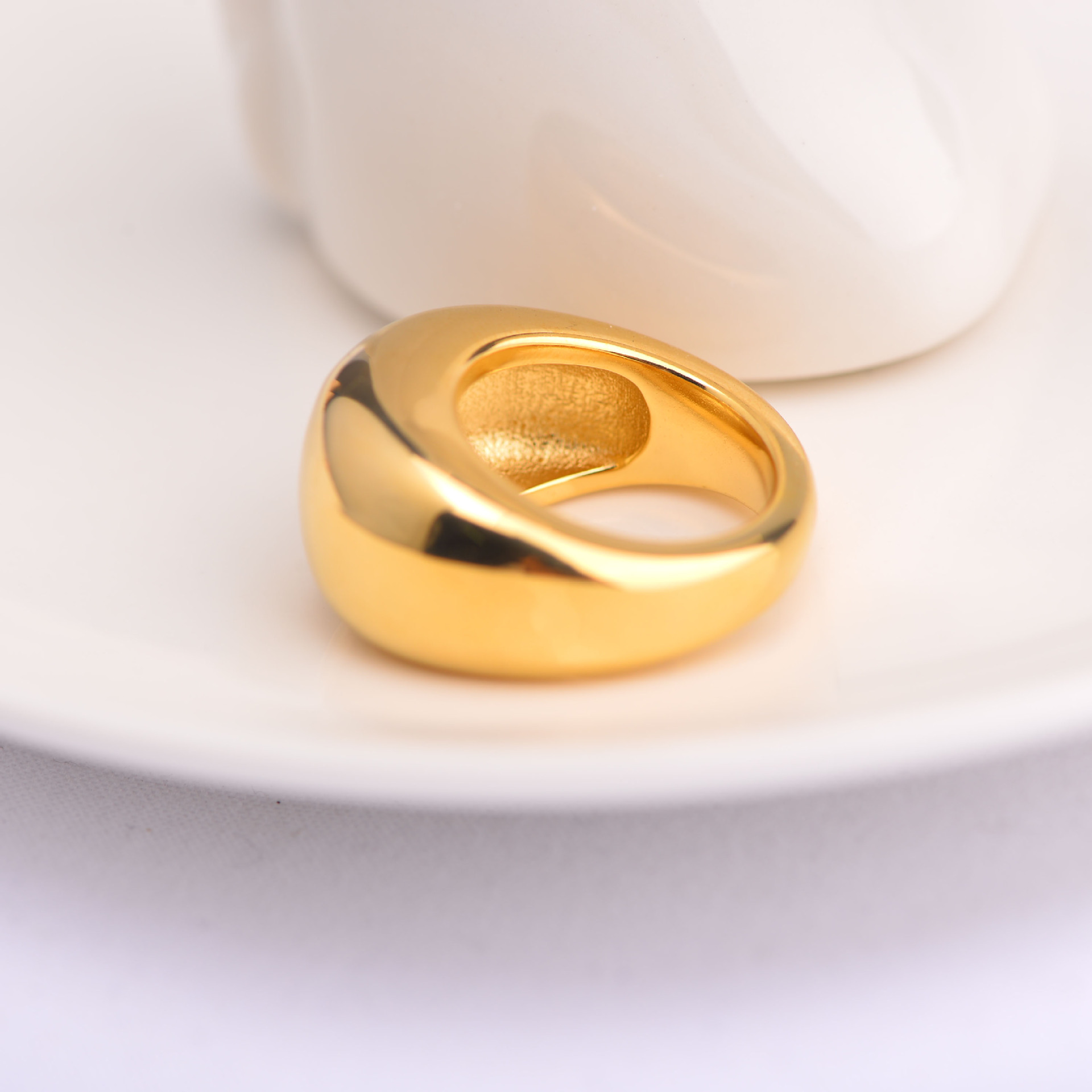 Vacuum Plating Gold Plating Process 18K Gold Plated Plating Material Zircon Inlay Material Rings Classification Stainless Steel 18K Gold Plated Simple Style Solid Color Rings
