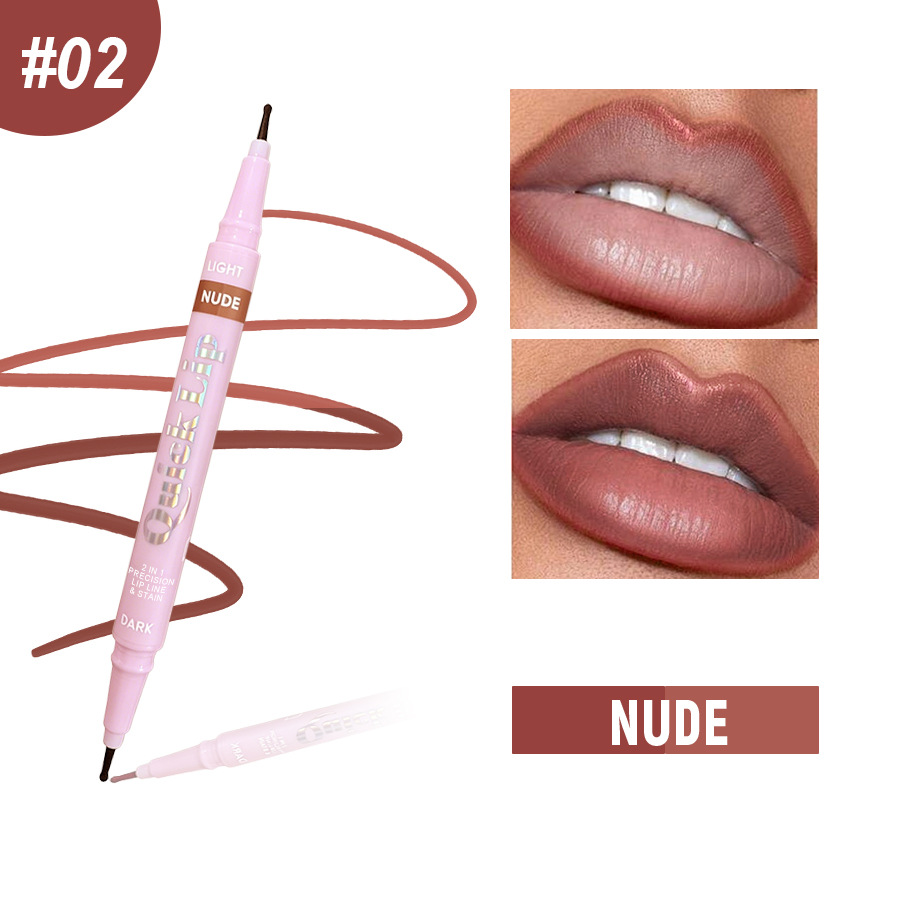PAGE VINE doble lápiz labial lápiz labial esculpido lápiz labial 2 en 1 sello lápiz de delineador de ojos impermeable a prueba de sudor