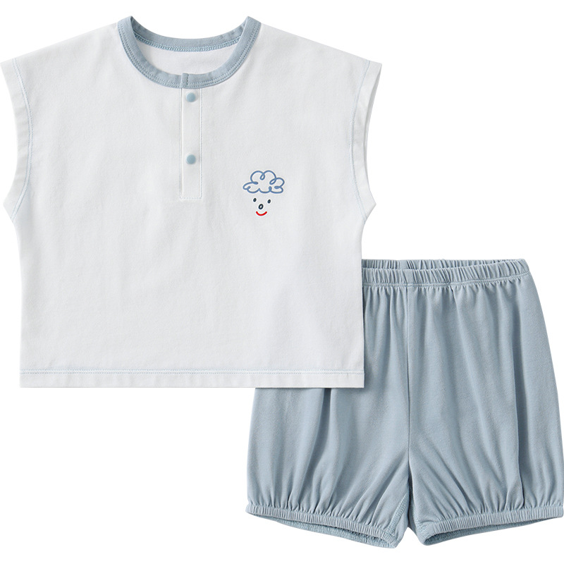Trajes de bebés de verano para niños sin mangas pijamas delgados para niños y niñas separación de ropa de verano para bebés