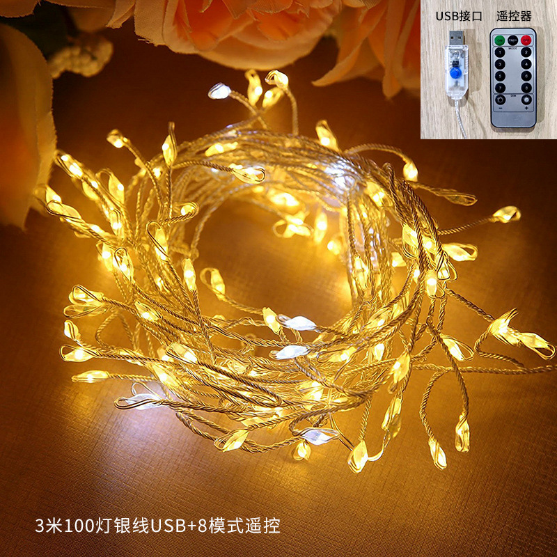 Nueva luz de cañón de látigo LED de Navidad, luz de cadena de alambre de cobre, luces de decoración de patio de vacaciones interiores y exteriores, luces de Navidad al por mayor