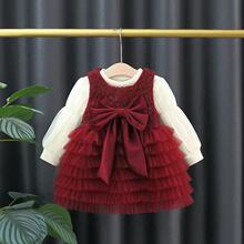 1842儿童连衣裙秋冬装女童洋气时髦女宝宝生日周岁礼服套装公主裙