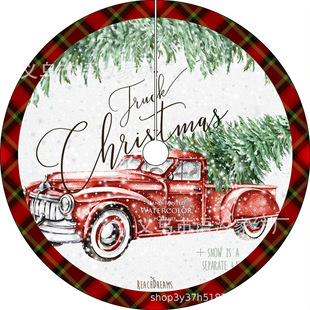 Cross-border Christmas tree skirt with car and snowman heat transfer tree skirt Christmas decoration plush apron