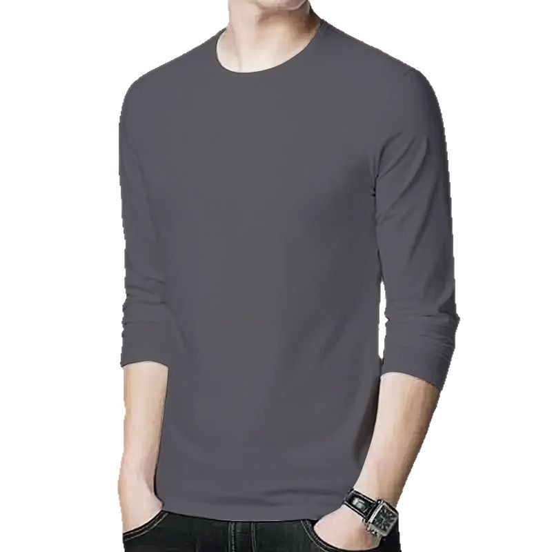 Camiseta de manga larga de los hombres de calidad Otoño e Invierno Nueva camiseta impresa cuello redondo de los hombres más el tamaño de la camiseta ropa superior de los hombres de moda
