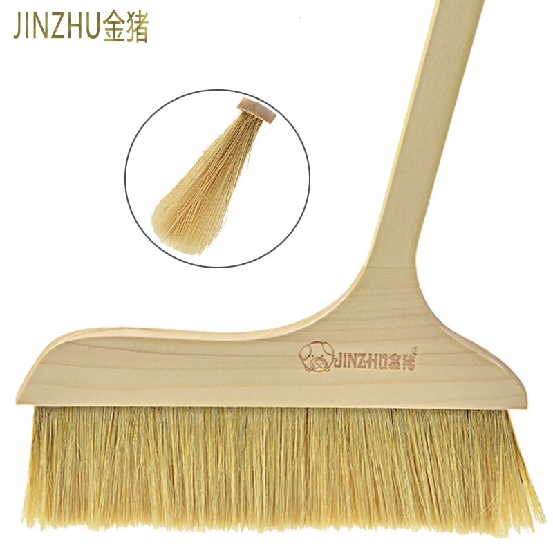 BX62 floor brush bristle broom solid wood soft bristle steel rod broom single dustpan suit broom anti-static