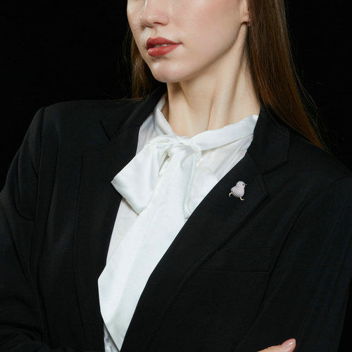Anti-exposure waist pin coat, unisex suit accessories, niche design zircon inlaid chick collar pin