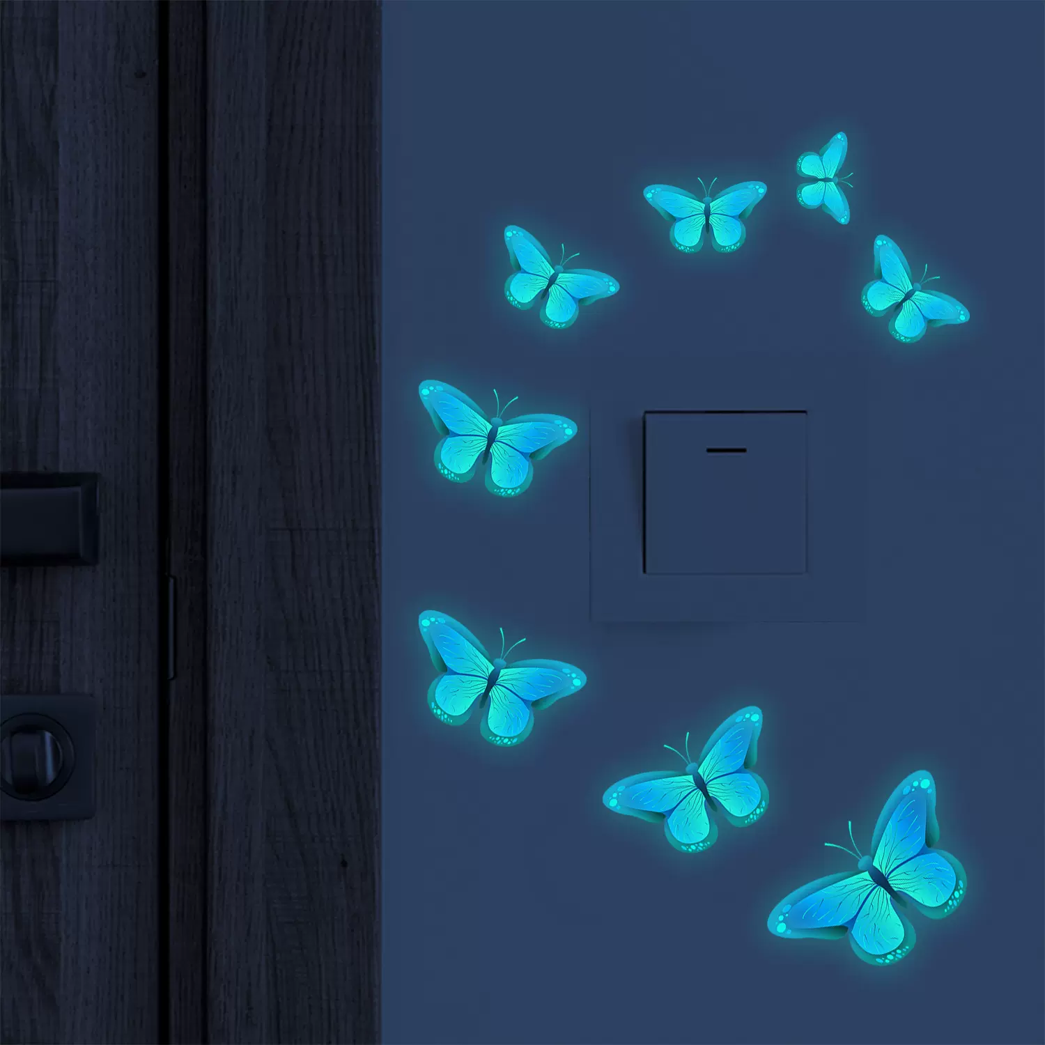 跨境亚马逊夜光蝴蝶开关贴布置装饰卧室房间客厅美化墙面贴纸批发