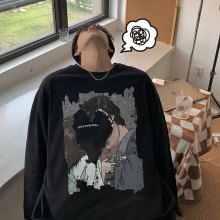 长袖t恤男春秋季卡通印花百搭宽松oversize休闲卫衣潮牌男生上衣