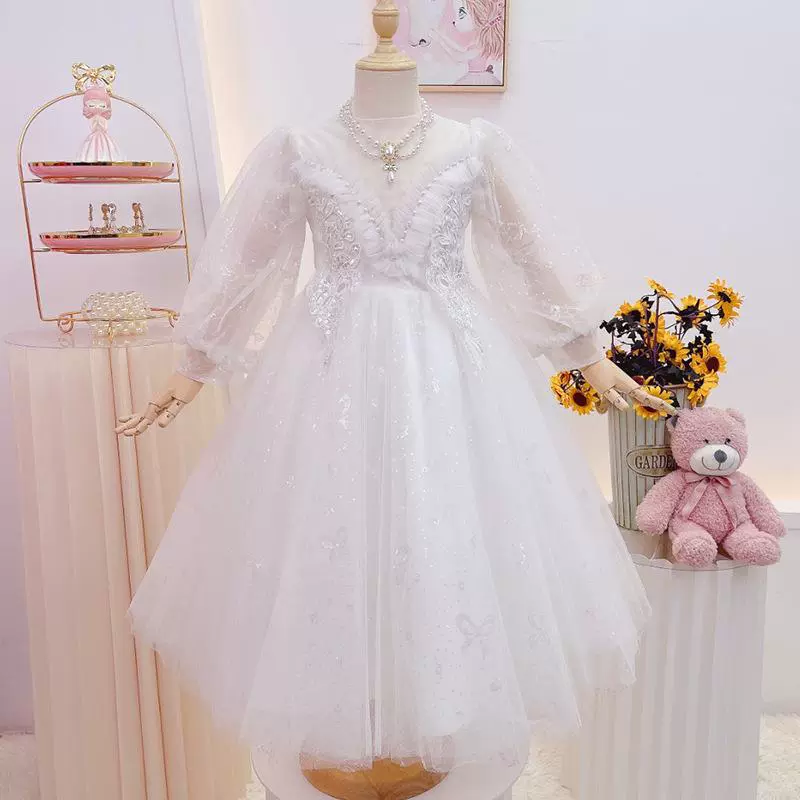 Платье для девочек, платье принцессы, детское свадебное платье 2025, пышное тюлевое платье для девочек-цветочниц, для выступлений на подиуме, для выступлений на фортепиано, в стиле принцессы