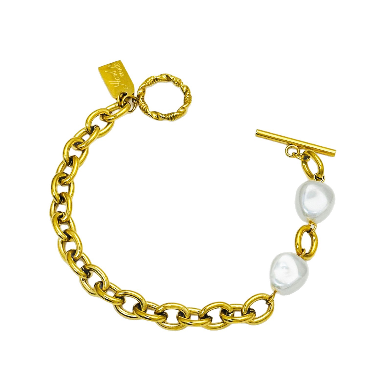 Pulsera de acero de titanio de alta calidad de perla OT, perla femenina, temperamento que no se desvanece, alto, joyería de mano de acero inoxidable de atmósfera simple