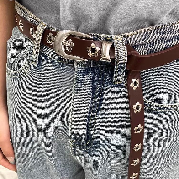 Women's Belt, Versatile New Style, Unique Design, Jeans Belt, Fashionable Floral Decoration, Accessory Belt for Men