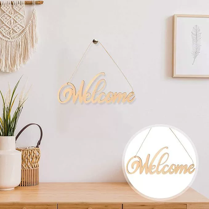 Трансграничные висячие двери украшения листинг лазерной резки древесины ремесла DIY креативные деревянные двери украшения дома знак