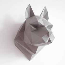 跨境欧美创意3D纸模DIY 狼头雕塑 工艺品挂件装饰手工制作