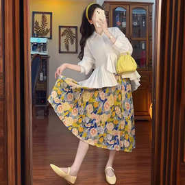 早秋季2024新款女装小香风轻熟风港味活泼减龄碎花半身裙