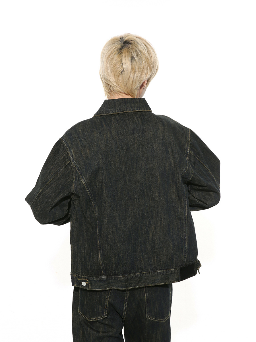 Mtlclothes ropa de Hombre | 2024 primavera nueva simple Ming serie línea diseño solapa retro amarillo Denim traje