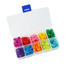 亚马逊盒装10格120枚塑料小别扣彩色安全记号扣针毛衣编织工具