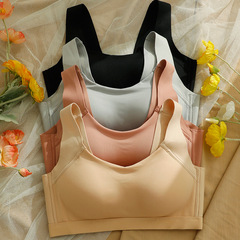 Fitness running yoga sports bras for women, wireless, thin, large chest, reduces size, wireless, four-row fastening bra