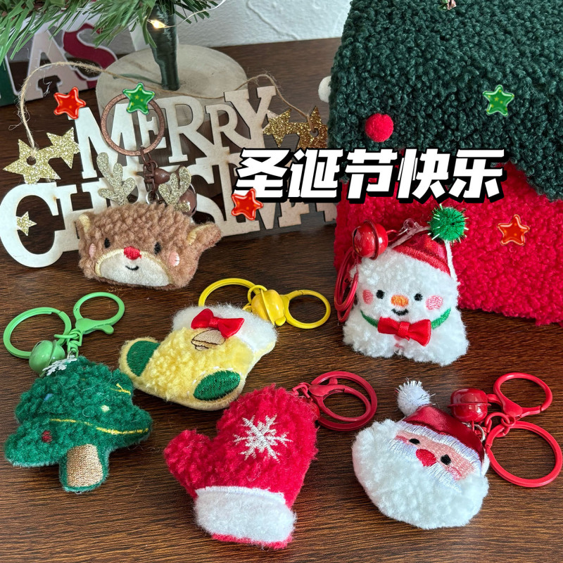 热销卡通圣诞节毛绒公仔配件可爱圣诞老人雪人圣诞树麋鹿装饰挂件|undefined