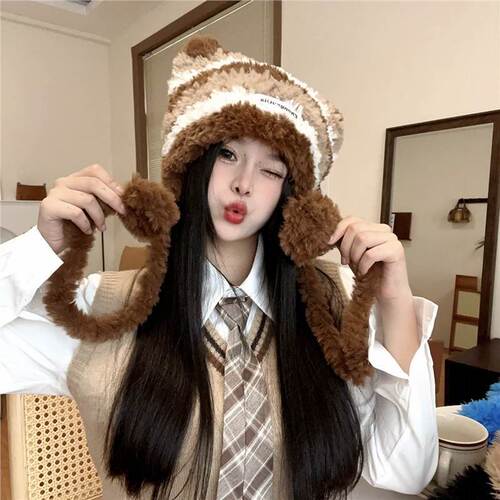 Sleek winter warmth stylish fashion hat, versatile as a bag, plush, thick, fuzzy, cute and sweet, knitted.