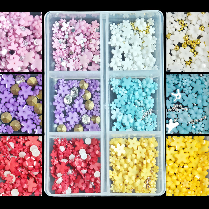 6-color mixed five-petal flower + mixed steel balls (boxed)