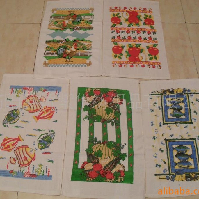 Поставка чайных полотенец с принтом в махрах