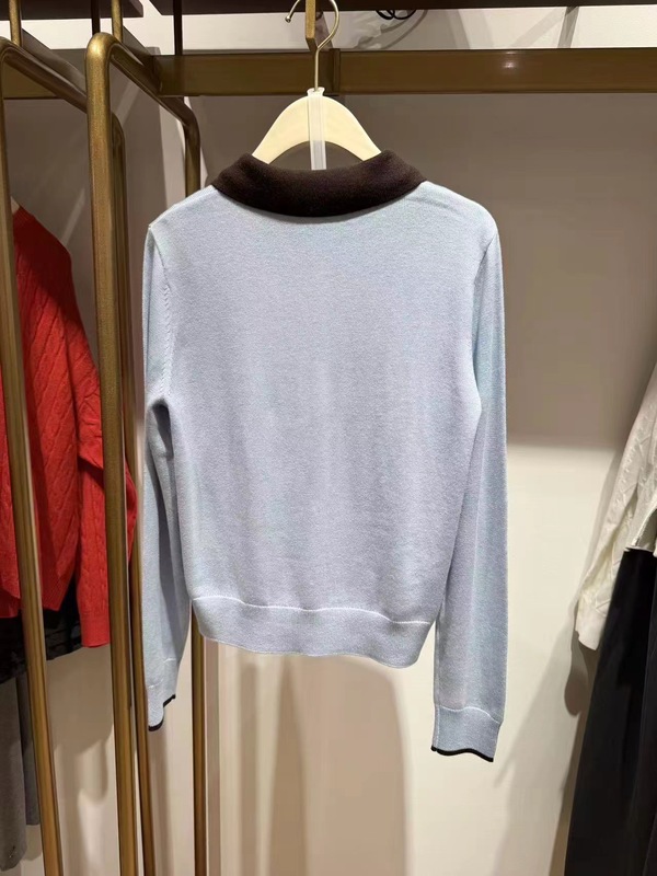 诗*L女装2025秋装新款拼接翻领单排扣针织开衫毛衣3G8732991|undefined