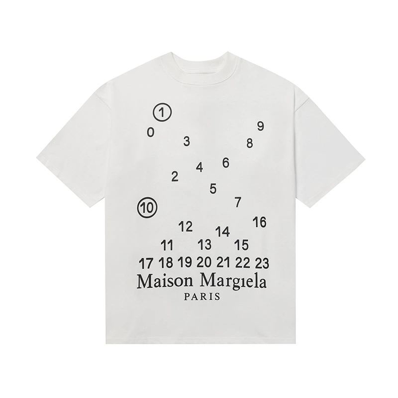 Maison Margiela 24SS коллекция MM6 цифровой узор круглый вырез мужской и женский модный бренд укороченный рукав футболка серия