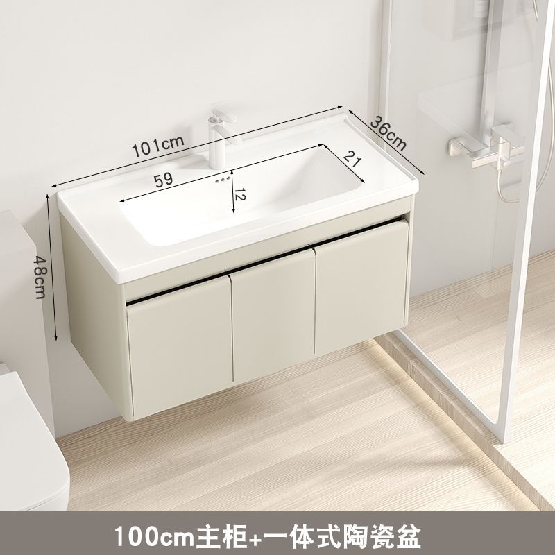 36 amplia crema de acero inoxidable lavabo baño gabinete combinación lavabo cerámica integrado pequeño apartamento Baño