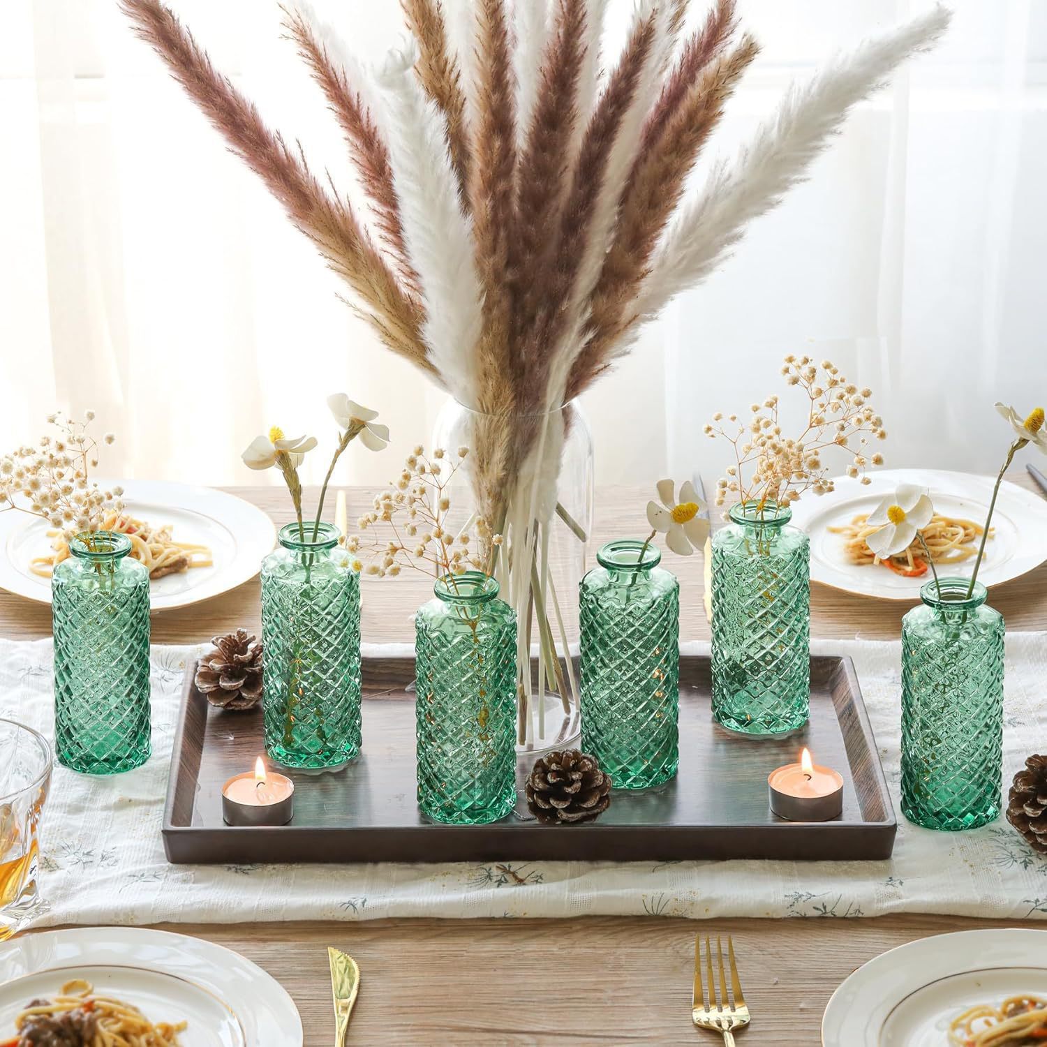 Vaso de vidrio retrógrado personalizado decoración suave de alta calidad pequeño jarrón de vidrio transparente botella de aroma decoración para el hogar