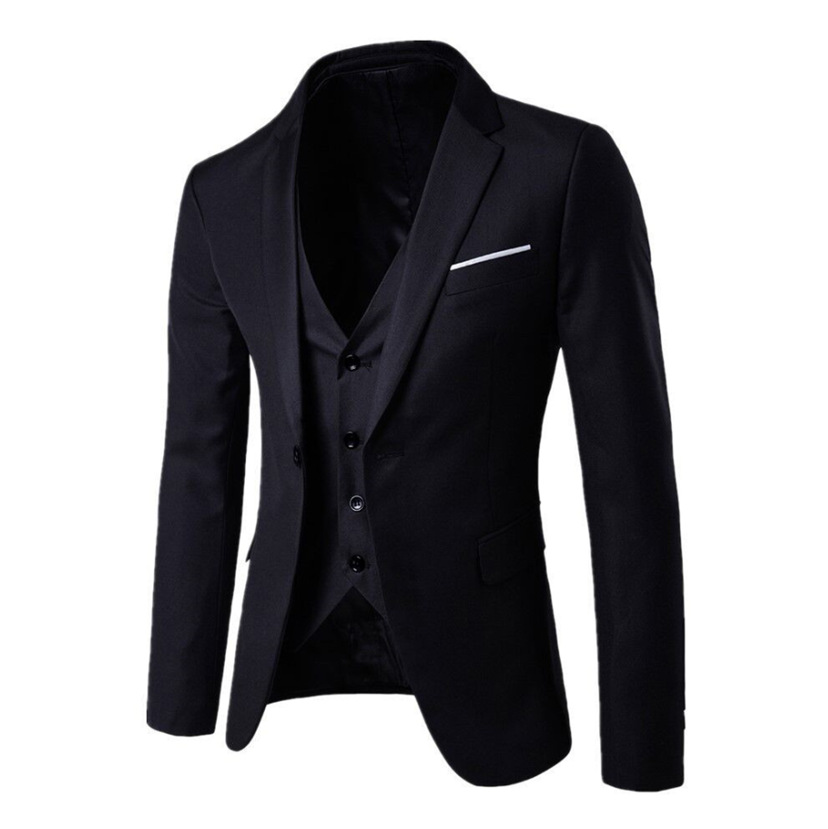 Traje de traje de los hombres negros estilo coreano slim fit negocios ropa formal profesional solo traje chaqueta de los hombres novio vestido de novia