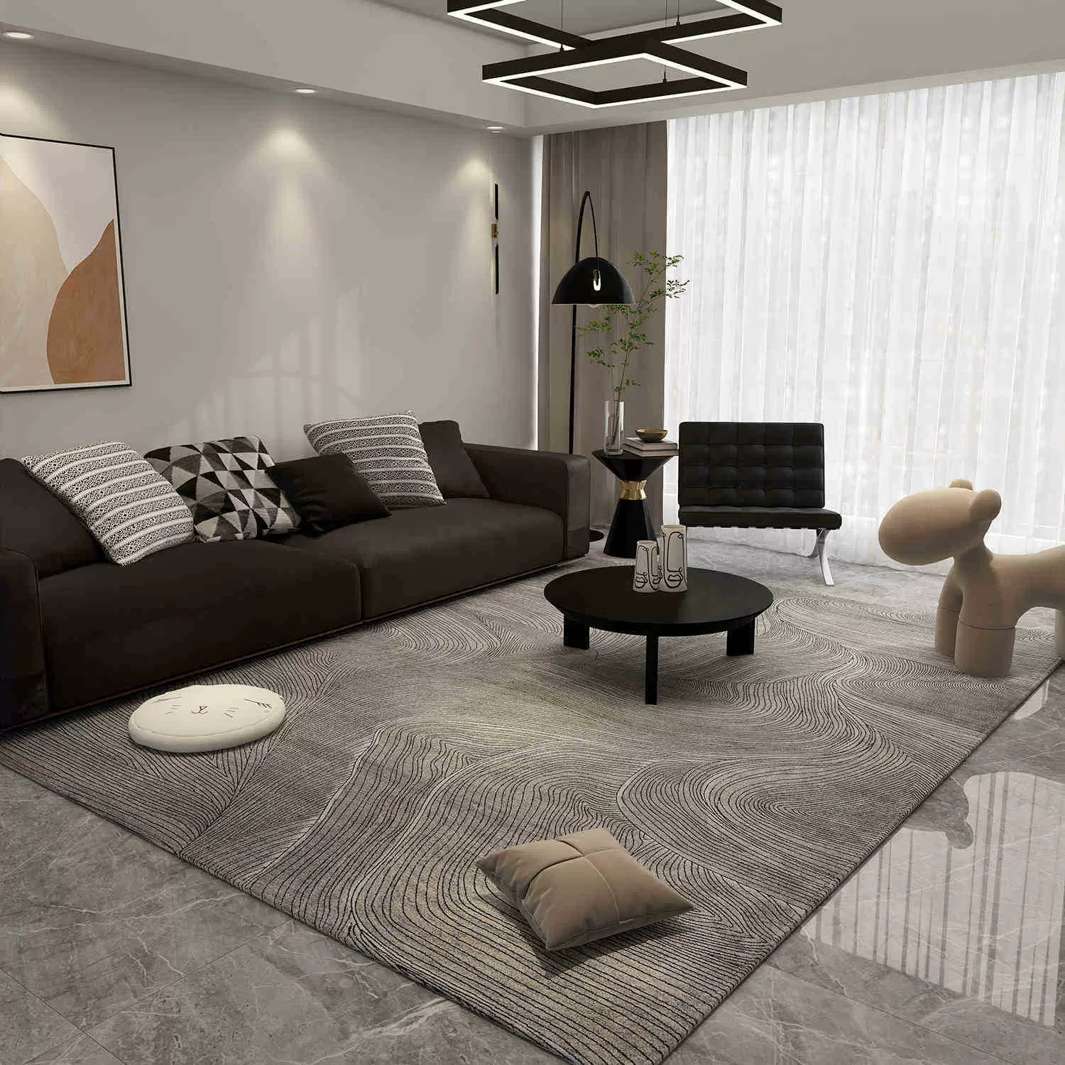 客厅地毯现代简约大面积室内茶几毯卧室床边毯新款吸水防滑玄关垫