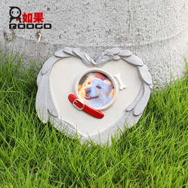跨境新款天使狗树脂宠物猫狗墓碑纪念石室外园林动物相框摆件批发