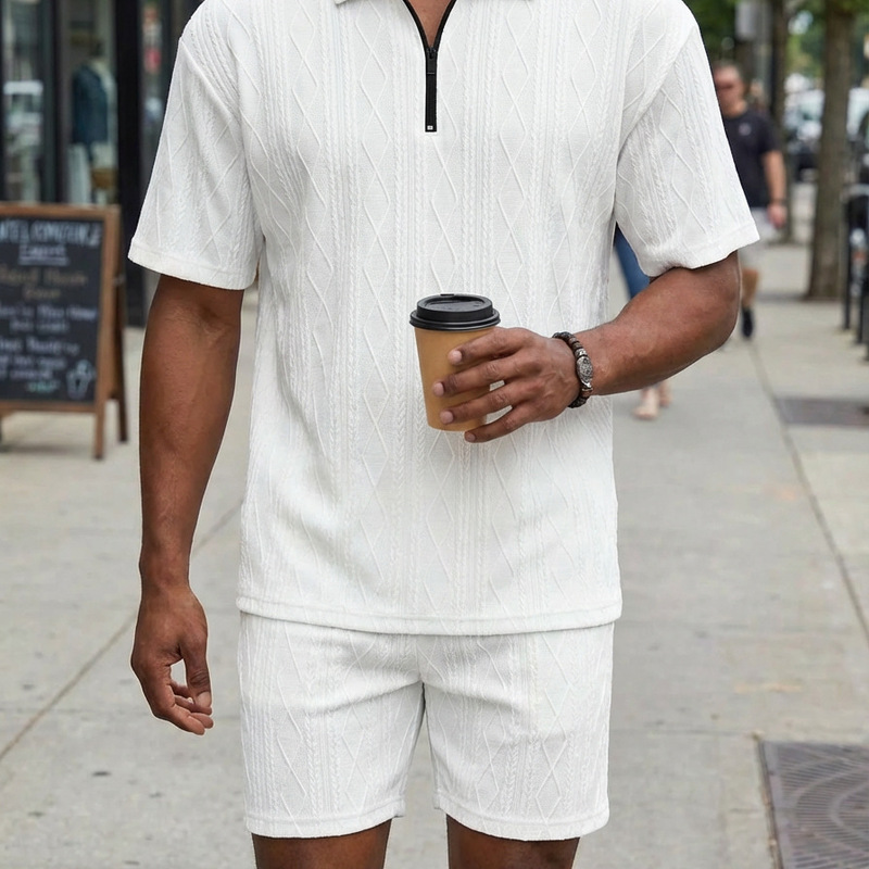 2026 Summer Amazon Aliexpress European and American Cross-Border Men's Polo Shirt Casual Short-Sleeved Shorts Sports Suit