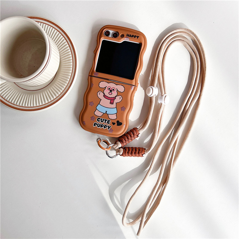 Korean style scarf dog for Samsung zflip 5 fold folding screen phone case Samsung Galaxy ZFLIP4 lanyard_voghion.com