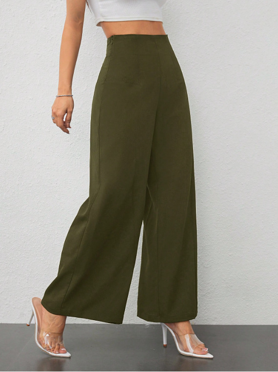 Pantaloni a gamba larga donna autunnali casual fluidi sfiancati_voghion.com