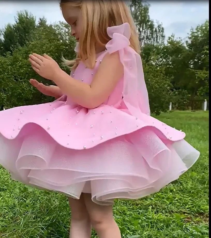 Abito da principessa in tulle per bambina, perfetto per feste di compleanno e spettacoli di pianoforte, in cotone._voghion.com
