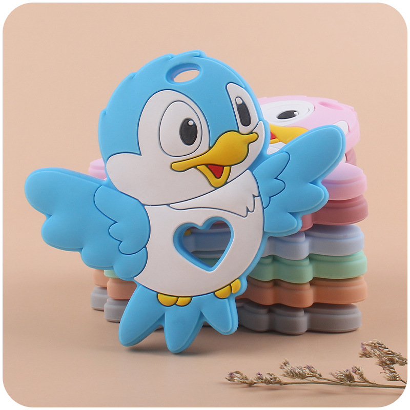 Bebé suministros de dibujos animados animal silicona mordedor pájaro creativo bebé silicona mordedura molar juguete nuevo