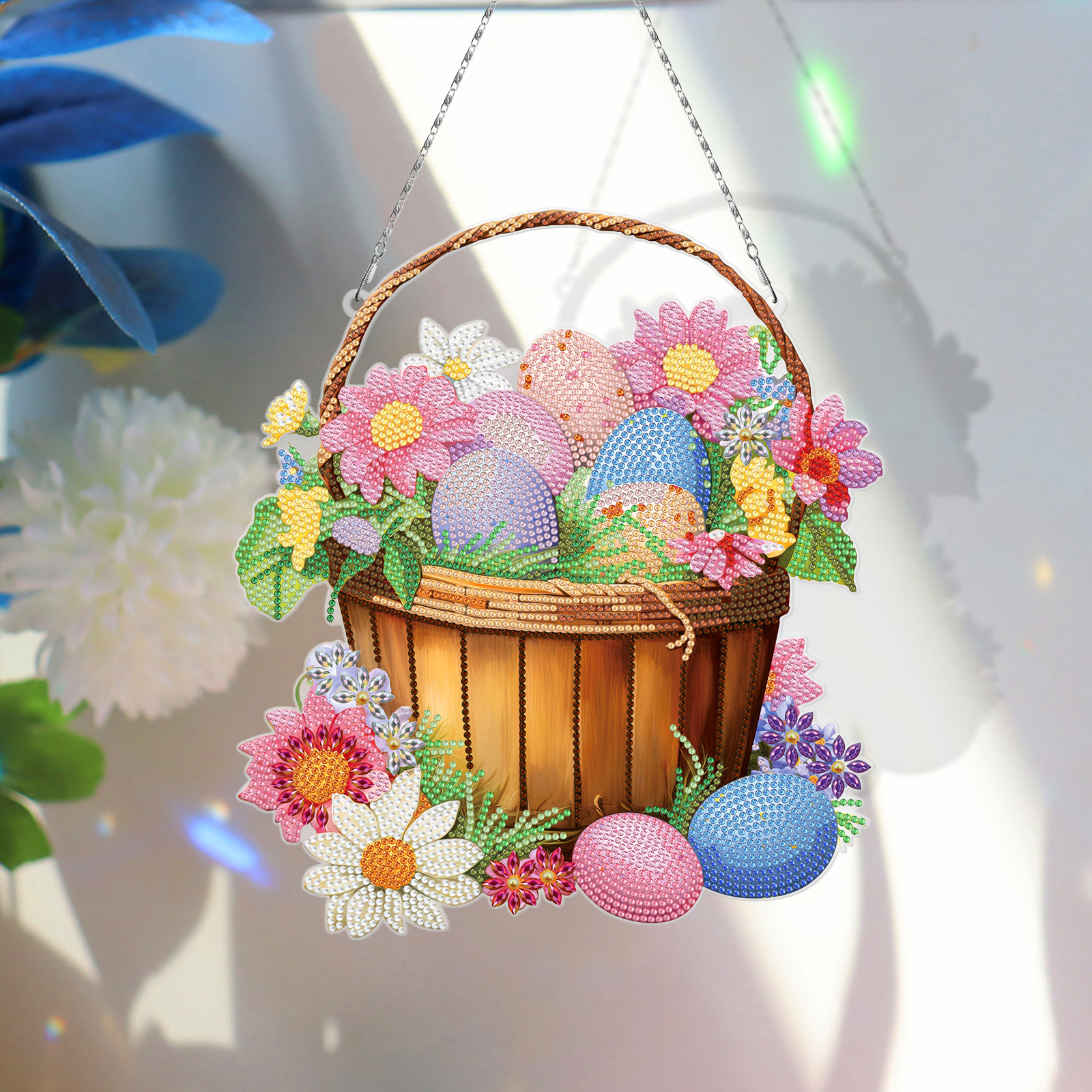 Accesorios para pintura de diamantes, pegatinas de diamantes hechas a mano con diseño de círculo de Pascua, decoraciones colgantes de Pascua, pinturas decorativas para sala de estar, disponibles para venta al por mayor