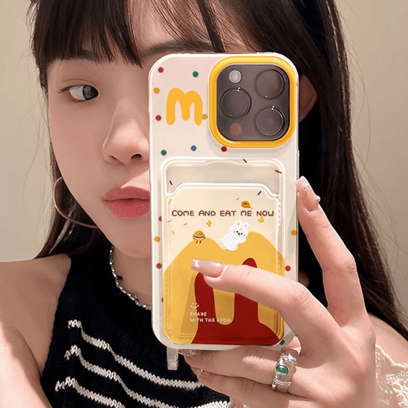 M记汉堡小兔适用苹果15PROMAX手机壳iPhone14挂绳13卡包12软壳11x|undefined