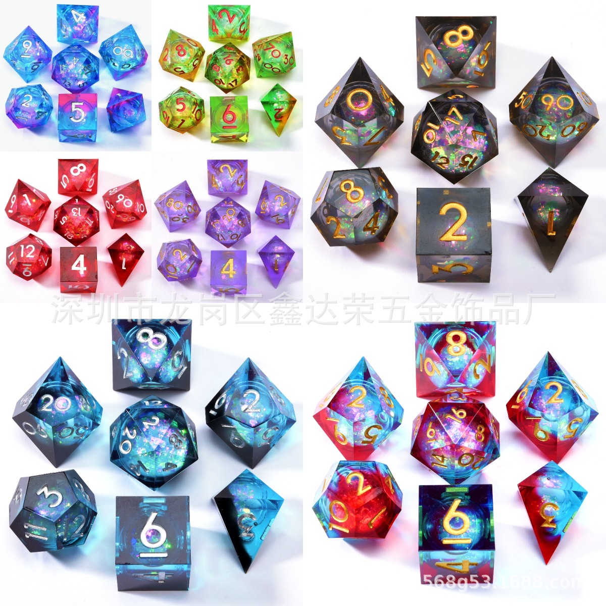 Quicksand Glitter Eyes Eyeball Sharp Sieve Dnd Dungeons and Dragons Resin Color Dice Board Game Dice Manufacturer