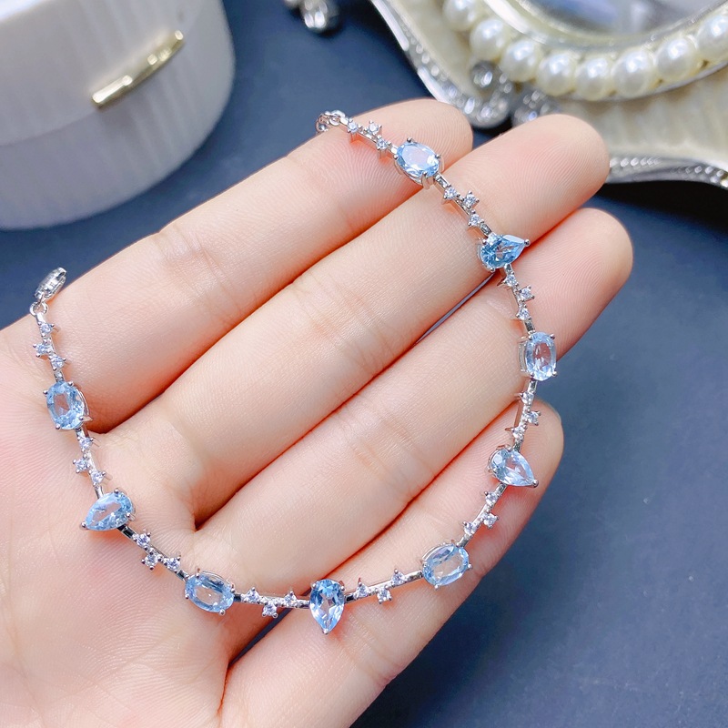 ruby ＆blue topaz bracelet K18 ラスト Gem Stone King 2.16 Ct London Blue Topaz Red Created Ruby