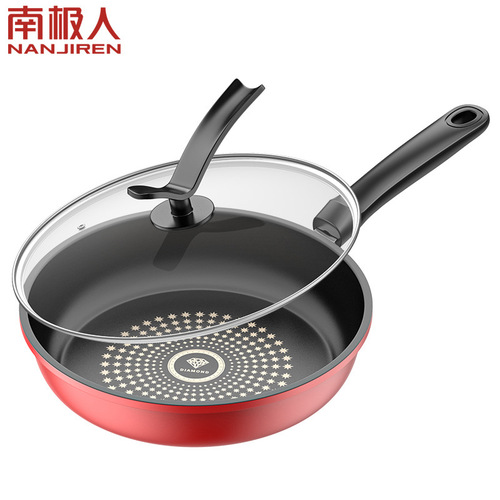Generational Year-Round Red Frying Pan, Non-Stick Skillet & Wok—Perfect for Pancakes and Compatible with Induction Cooktops, Featuring Dazzling Crystal-Coated Non-Stick Technology
