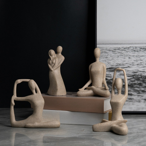 Minimalist yoga-themed abstract resin crafts, home living room wine cabinet yoga studio sports human figure decoration