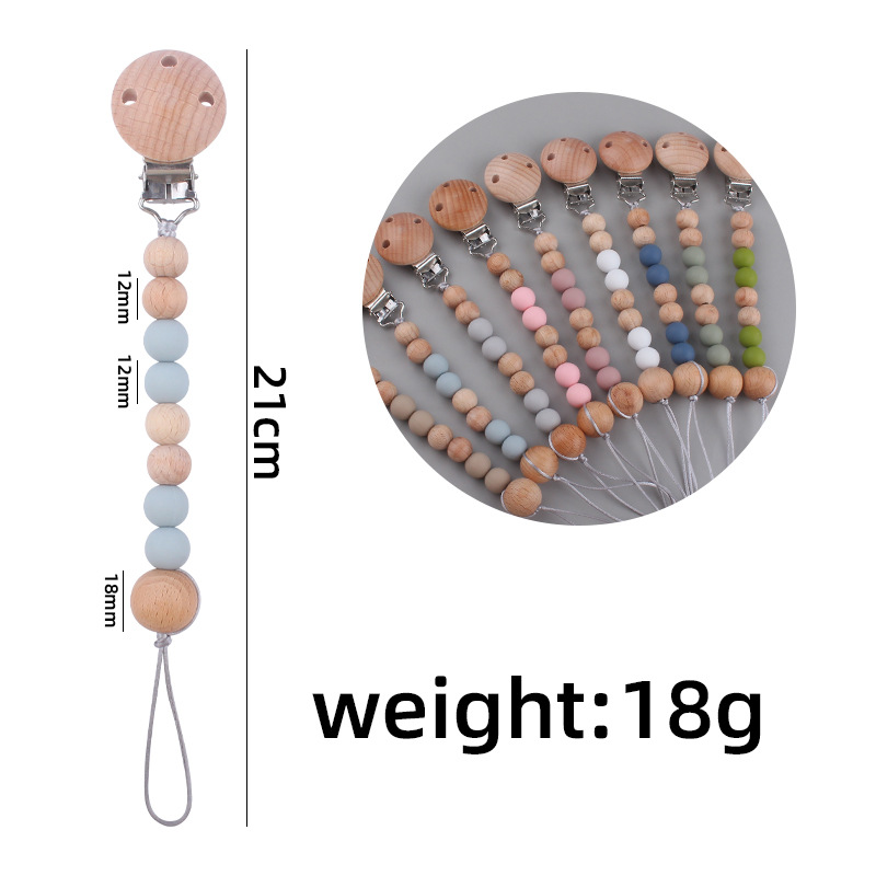 Suministros para bebés Haya agujero redondo clip calmante bebé cuentas de silicona juguete molar Cadena de pezón cadena anti-caída Nuevo